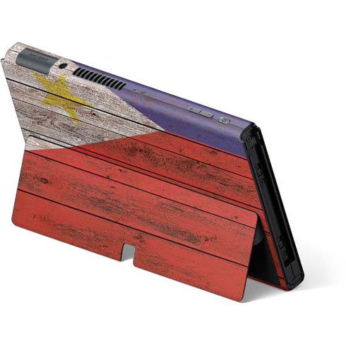 Philippines Flag Dark Wood Nintendo Switch OLED (2021) Skin